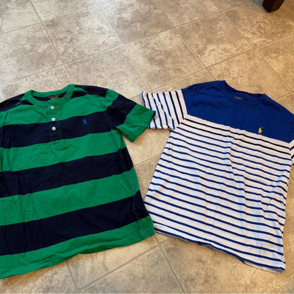 Polo by Ralph Lauren Kids Striped Green and Blue Shirt